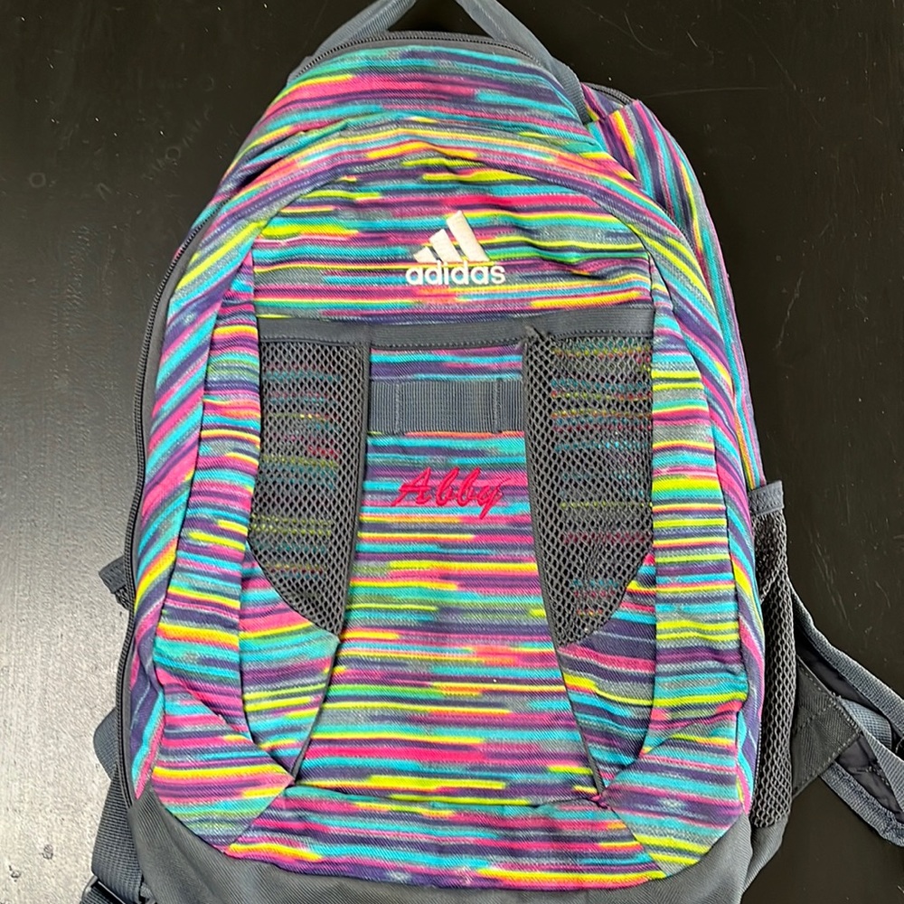 Adidas girls backpack, personalized with Abby